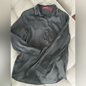 Hugo Boss Black Silk Blouse Size 40 US 8 jewellery collar